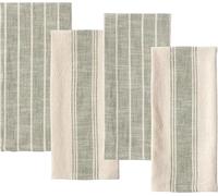 KAF Home Natural Rustic Farmhouse Lot de 4 torchons de Cuisine flammés 100% Coton, Doux et absorbants (45,7 x 71,1 cm, Vert Olive)