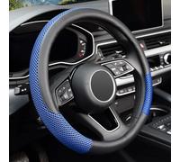 KAFEEK Housse de Volant Universelle de 38,1 cm en Microfibre de Cuir, Viscose, Respirante, antidérapante, Chaude en Hiver et fraîche en été, Noir et Bleu