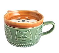 Kafei 300ml Japonais mignon tasse créative en céramique Shiba Panda Kawaii tasse à café avec couvercle maison Couple petit déjeuner tasse lait tasse eau tasse café tasse