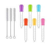 Kafeiya Lot de 6 Liquide Pipettes de 5 ml,Compte Gouttes en Silicone,Transparent Pipette Plastique,pour la Fabrication de Bonbons Mous,avec Brosse de Nettoyage