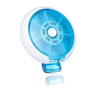 Kafeiya Pilulier rond de 7 jours - Portable - Pour la conservation des vitamines et des médicaments - Version française bleue