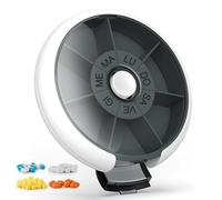 Kafeiya Pilulier Semainier italienne Journalier 7 Jours, Pilulier Rond Sans BPA Portable pour Voyage Médicaments Vitamines Comprimés (Noir)