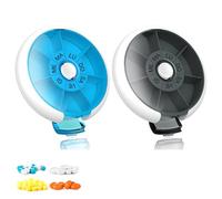 Kafeiya Pilulier Semainier italienne, Pilulier pour Voyage Médicaments Vitamines Comprimés(Bleu+Noir)