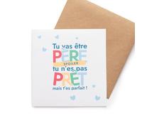 KAFEKOUCHE Carte Annonce Grossesse, Future Maman, Futur Papa, Carte Rigolote Naissance, 15 x 15 cm, Papier Texturé 250g, Made en France (Futur Papa)