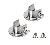 KAFENDA 25mm Acier Inoxydable Fixation Murale U-Shape Clothes Pole Holder, Flanged Pole Socket (Deux Pièces)
