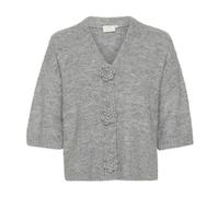 Kaffe - Cardigan Gris Chiné avec Fleurs - Femme - Pulls - Gris - Taille: 38 FR