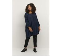Kaffe Curve Ami - Tunique femme manches 3/4 bleu en viscose LENZING™ ECOVERO™, coupe flare 44