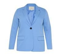 Kaffe Curve - Blazer Flow avec col en V et poches à rabat - Femme - Vestes - Bleu - Taille: 48 FR