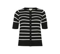 Kaffe Curve, Femme, Pulls, Noir, Taille: 44 FR Cardigan à Rayures à Manches Courtes Féminin