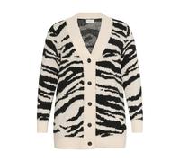 KAFFE CURVE Cardigan 'Sandia' beige / noir, Taille L