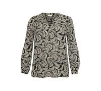 Kaffe Curve Plus-Size Women's Blouse Long Sleeves Casual Fit V-Notch Neck, Black Deep/Antique White Print, 52