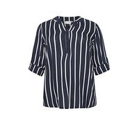 Kaffe Curve Femme Kaffe Curvewomen's Plus Size Shirt Striped Oversize V-neck Long Sleeves Blouse, Midnight / Chalk Stripe, 54 Grande taille EU