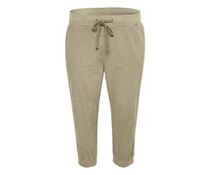 Kaffe Curve Femme Plus-Size Women's Elastic Waist Regular Fit 3/4 Length Capri Pants, Classic Sand, 46 Grande Taille EU