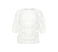 Kaffe Curve Femme Plus Size Women's Half Sleeves Sheer Lace Round Neck Blouse, Chalk, 54 Grande Taille EU