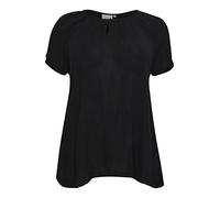 Kaffe Curve Femme Plus-Size Women's Short Sleeves Round Neck Below Hip Length Blouse, Black Deep, 48 Grande Taille EU