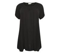 Kaffe Curve Femme Plus-Size Women's Short Sleeves Round Neck Relaxed Fit Tunic, Black Deep, 52 Grande Taille EU