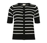 Kaffe Curve, Femme, Pulls, Noir, Taille: 44 FR Cardigan à Rayures à Manches Courtes Féminin