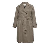 Kaffe Curve KColy Coat Trenchcoat, Houndstooth/Sand/Blue Check, 46 Women's