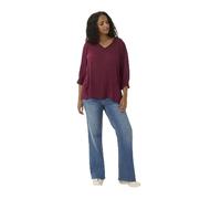 Kaffe Curve Plus Size Women's Blouse Half Sleeves V-Notch Neck Regular Fit, Windsor Wine, 48 Grande Taille