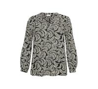 Kaffe Curve Plus-Size Women's Blouse Long Sleeves Casual Fit V-Notch Neck, Black Deep/Antique White Print, 46