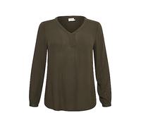 Kaffe Curve Plus-Size Women's Blouse Long Sleeves V-Neck Regular Fit Rounded Hem, Forest Night, 50