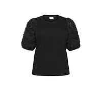 Kaffe Curve Plus Size Women's Blouse Round Neck Jersey Regular Fit Short Sleeves T-Shirt, Black Deep, S Grande Taille