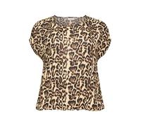 Kaffe Curve Plus-Size Women's Blouse Short Sleeves Boat Neck Casual Fit, Naturel Leopard Print, 46 Grande Taille