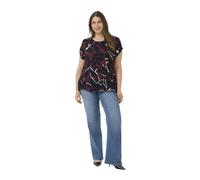 Kaffe Curve Plus-Size Women's Blouse Short Sleeves Boat Neck Casual Fit, Windsor Wine/Black Flower, 48 Grande Taille