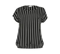 Kaffe Curve Plus Size Women's Blouse Short Sleeves Round Neck Casual Fit, Black/Chalk Stripe, 54