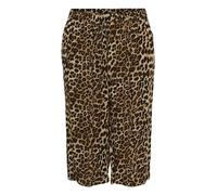 Kaffe Curve Plus Size Women's Culotte Pants Cropped Legs Elastic Waist Printed Trousers, Classic Leopard, 52 Grande
