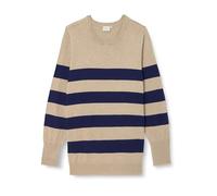 Kaffe Curve Plus-Size Women's Pullover Striped Regular Fit Round Neck Tight Knit, Blue/Feather Gray Mel. Stripe, XL