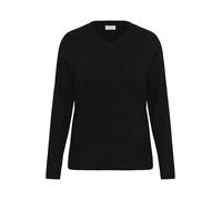Kaffe Curve Plus Size Women's Pullover V-Neck Loose Fit Long Sleeves Hip Length, Black Deep, M Grande Taille