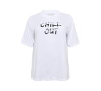 Kaffe Curve Plus Size Women's T-Shirt Round Neck Loose Fit Short Sleeves, Optical White, M Grande Taille