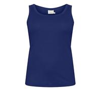 Kaffe Curve Plus Size Women's Tank Top Rib Jersey Slim Fit Round Neck Hip Length, Beacon Blue