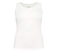 Kaffe Curve Plus Size Women's Tank Top Scoop Neck Slim Fit Lace Rib Jersey, Chalk, M Grande Taille
