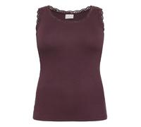 Kaffe Curve Plus Size Women's Tank Top Scoop Neck Slim Fit Lace Rib Jersey, Fudge, XL Grande Taille