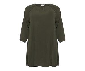Kaffe Curve Plus-Size Women's Tunic 3/4 Sleeves Loose Fit Round Neck