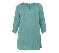 Kaffe Curve Plus-Size Women's Tunic 3/4 Sleeves Loose Fit Round Neck, Teal, 54 Grande Taille