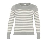 Kaffe Curve - Pull à Rayures Gris Chiné/Colombe - Femme - Pulls - Gris - Taille: 38 FR
