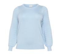 Kaffe Curve - Pull en Tricot Bleu Céleste avec Manches Bouffantes - Femme - Pulls - Bleu - Taille: 42 FR
