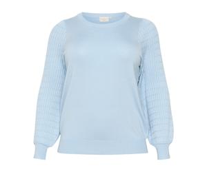 Kaffe Curve - Pull en Tricot Bleu Céleste avec Manches Bouffantes - Femme - Pulls - Bleu - Taille: 44 FR