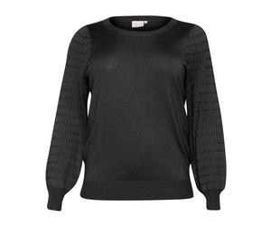 Kaffe Curve - Pull en Tricot Noir Oyster avec Manches Bouffantes - Femme - Pulls - Noir - Taille: 42 FR