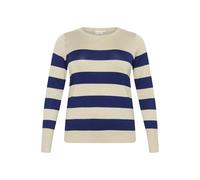 KAFFE CURVE Pull-over 'Lizzy' beige / bleu foncé, Taille L