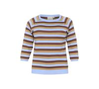 KAFFE CURVE Pull-over 'Tilda' beige / bleu ciel / marron, Taille L