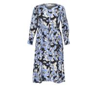 KAFFE CURVE Robe 'Juna' ivoire / bleu-gris / gris clair / noir, Taille 46