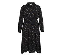 KAFFE CURVE Robe KColivia pour femme - Grandes tailles - Avec col - Décontractée - Manches longues - Col rabattu, Noir avec pois Mustang, 54