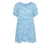 KAFFE CURVE Tunique azur / blanc naturel, Taille XXL