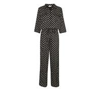KAFFE Femme Kaffe Women's Print With 3/4 Sleeves Wide Legs Jumpsuit, Black Tie/dot AOP, 44 EU