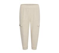 Kaffe, Femme, Pantalons, Beige, Taille: 42 FR Pantalon Capri en Lin Sable Clair