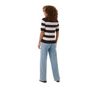 KAFFE KAlizza Pull en tricot pour femme - Manches courtes - Rayures - Décontracté - Col rond - À rayures, Grain de café/rayures larges craie, S